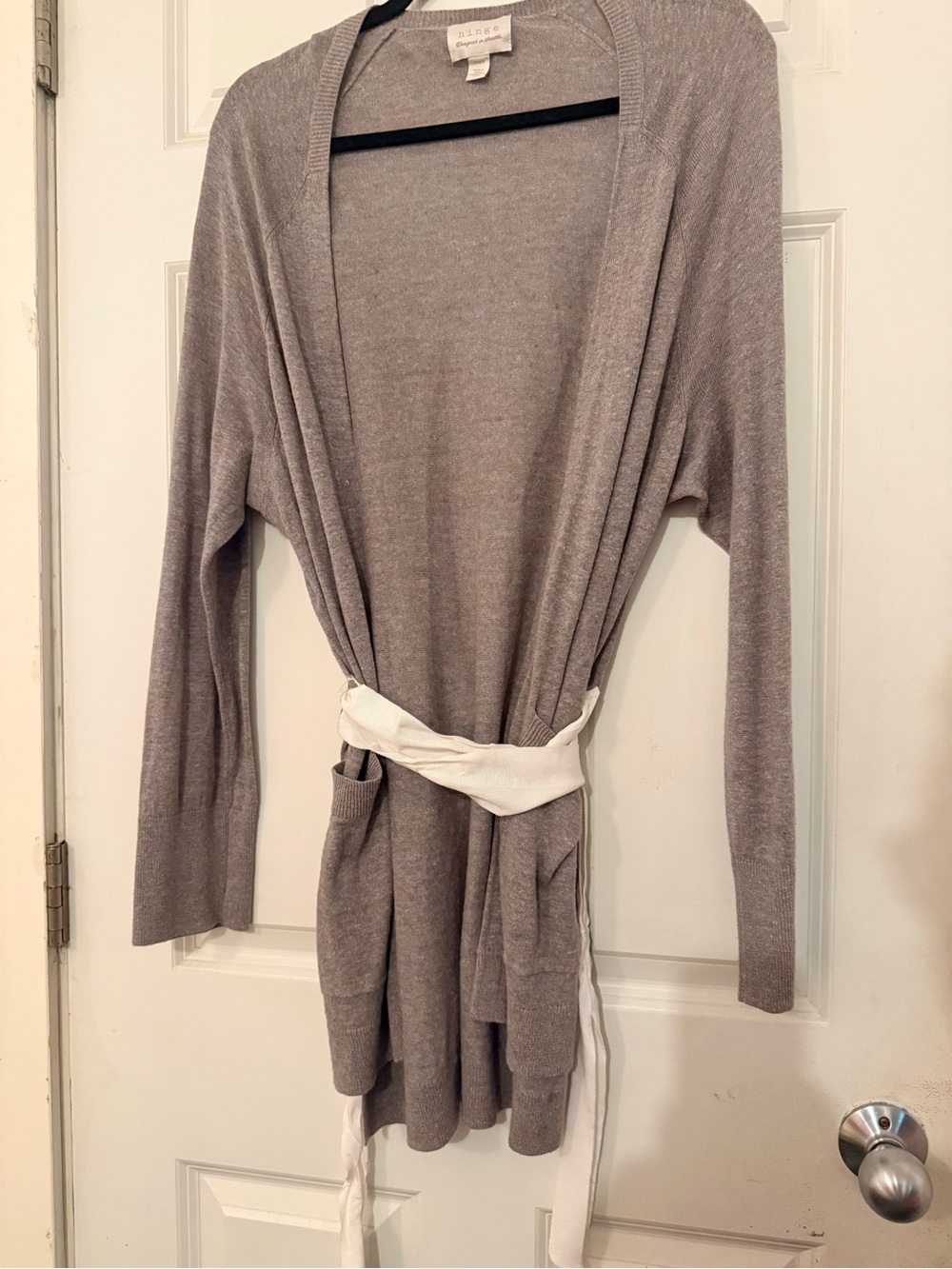 Eberjey Taupe Belted Knit Cardigan - Lightweight Layer